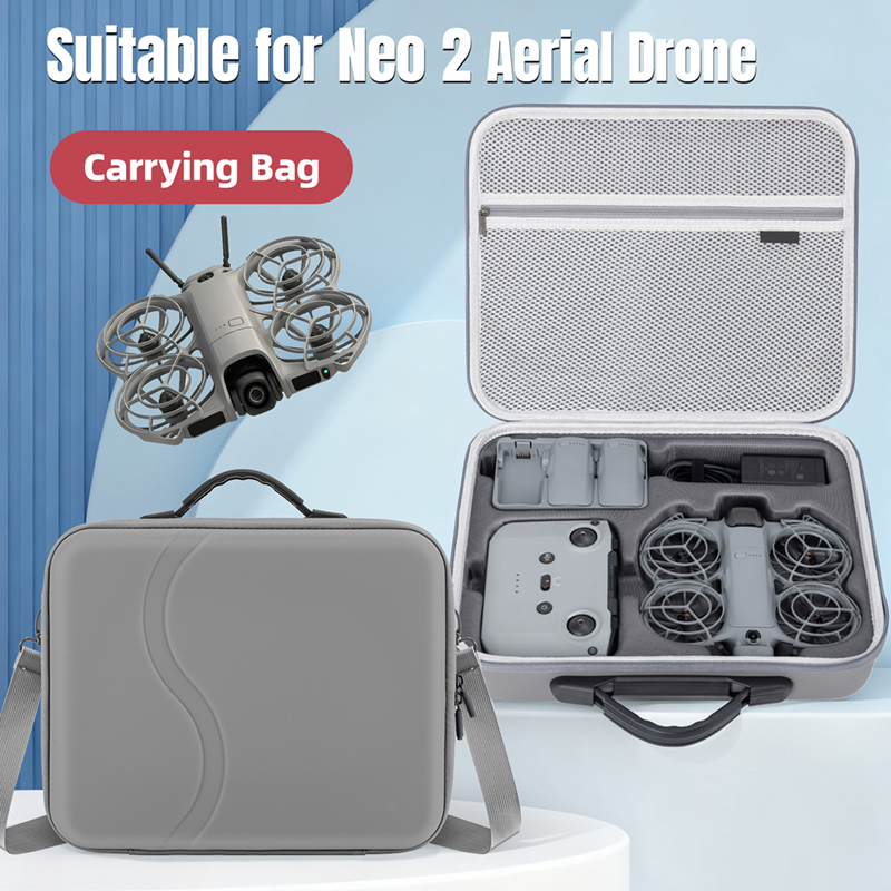 LiLiTok Custodia rigida per DJI NEO Fly More Combo, borsa protettiva da viaggio, impermeabile, antiurto, scatola di sicurezza rigida organizer con cinghia per accessori DJI NEO, grigio, casual